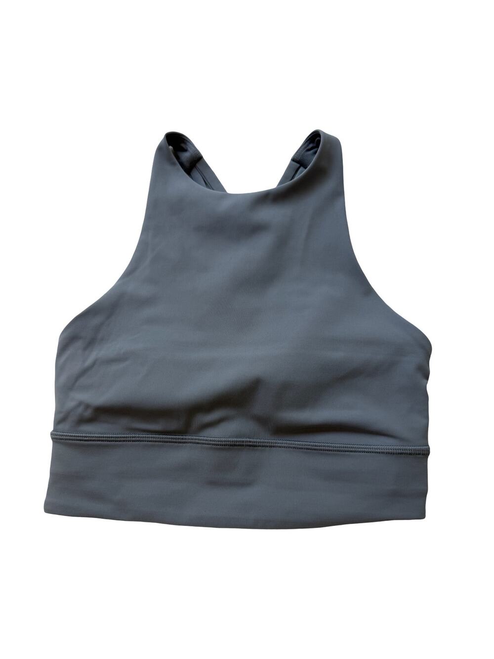 Lululemon Energy Longline Bra Gray Criss Cross Strappy Sports Bra Sz 4